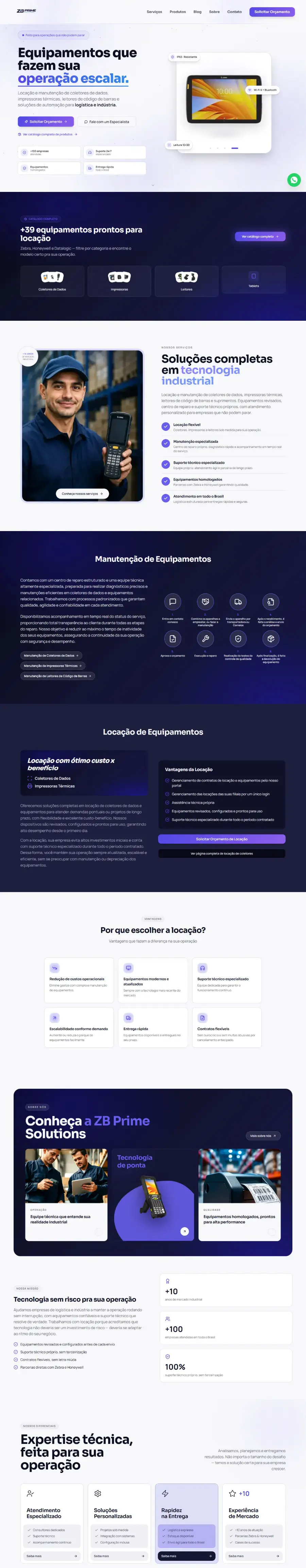 Página inicial do site ZB Prime